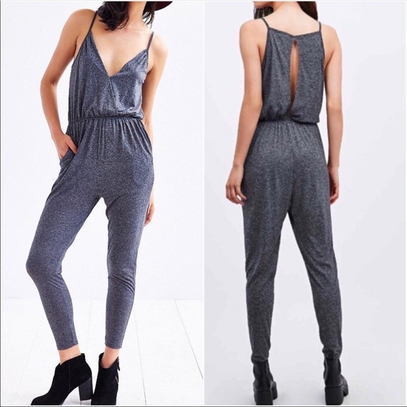 Urban Outfitters Pants - Urban Outfitters Marled Grey Surplice Jumpsuit S